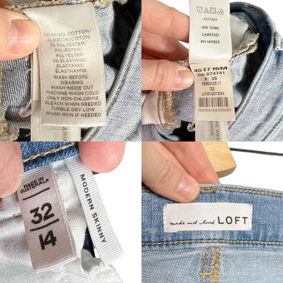 LOFT Light Wash Modern Skinny Side Stripe Step Raw Hem Jeans - Picture 14 of 14